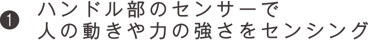 ハンドル部のセンサーで人の動きや力の強さをセンシング