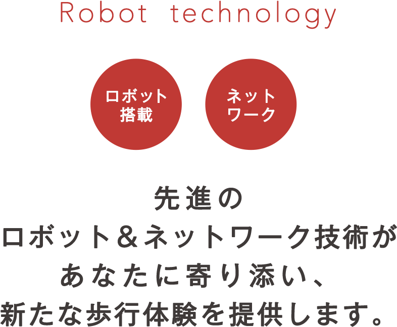 先進のロボット＆ネットワーク技術があなたに寄り添い、新たな歩行体験を提供します。